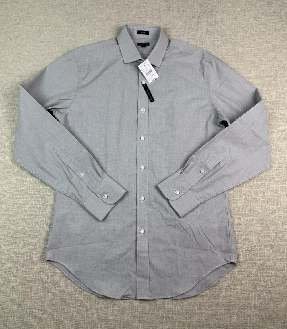 J.Crew Flex Wrinkle Free Slim Dress Shirt Men’s M Gray Stretch Cotton NWT